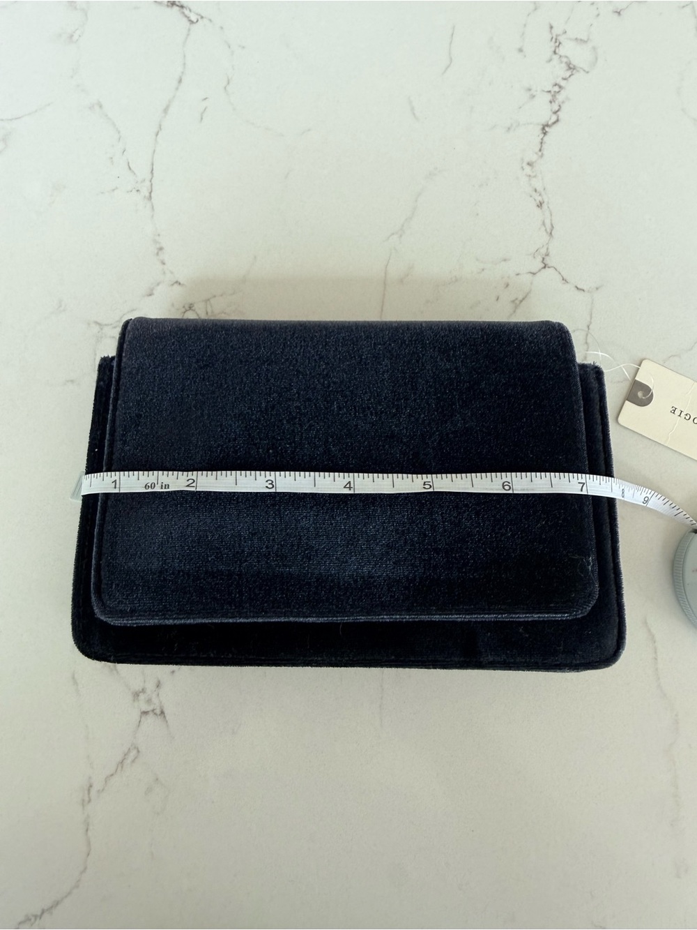 Anthropologie Navy Blue Velvet Crossbody Bag with Gold Chain NWT - Picture 8 of 10